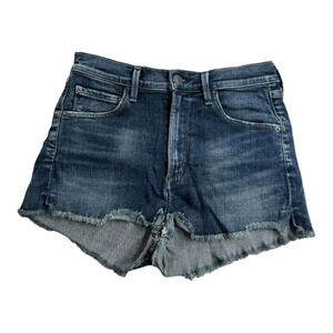 Agolde Dark Blue Distressed Denim Jean Shorts